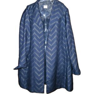 Chico's Collection Size 2x 3x Navy Gold Chevron Stripe Open Front Jacket